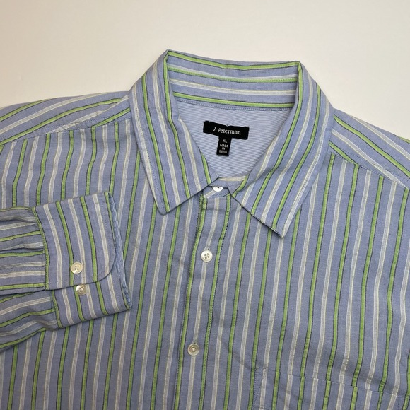 J. Peterman Other - J. Peterman Button Down Shirt Men's XL Button Up Blue Green Stripe‎ Long Sleeve